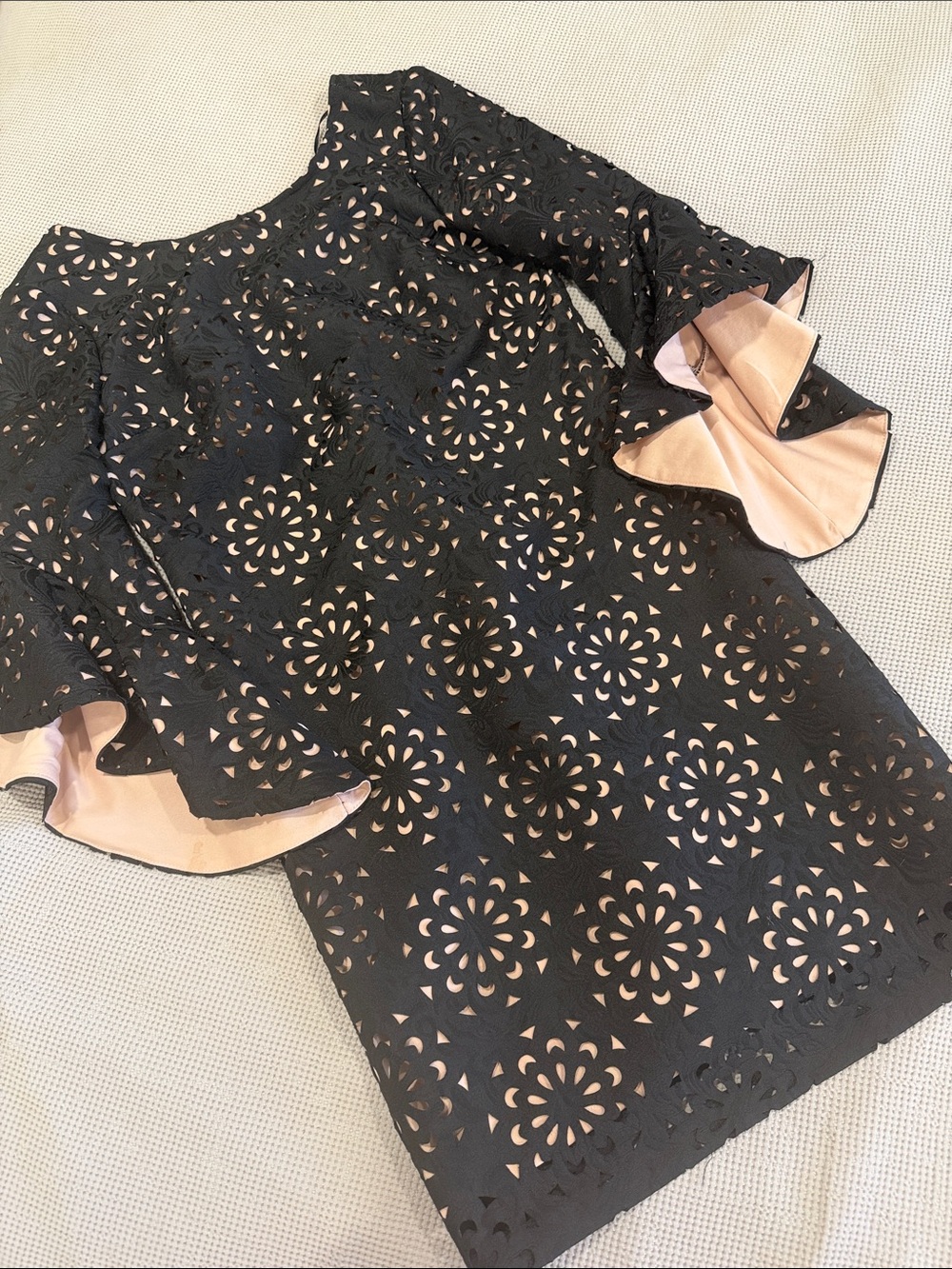 Jax Black Laser-Cut Maxi Dress with Blush Lining
